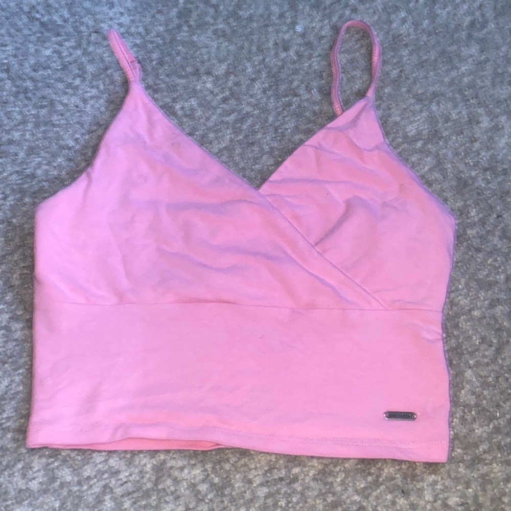 Pink Hollister cropped tank top.